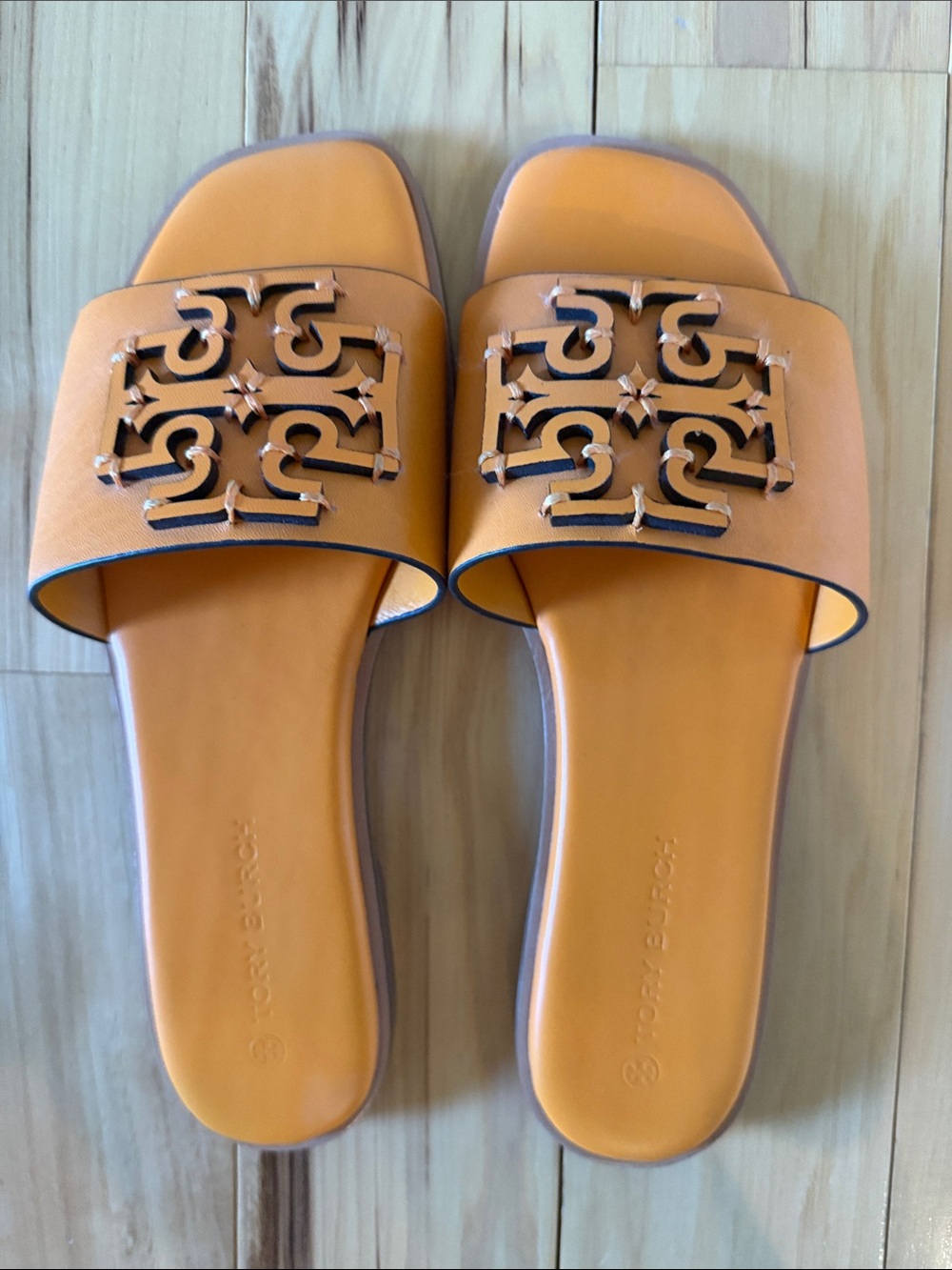 Tory Burch Orange Logo Slide Sandals